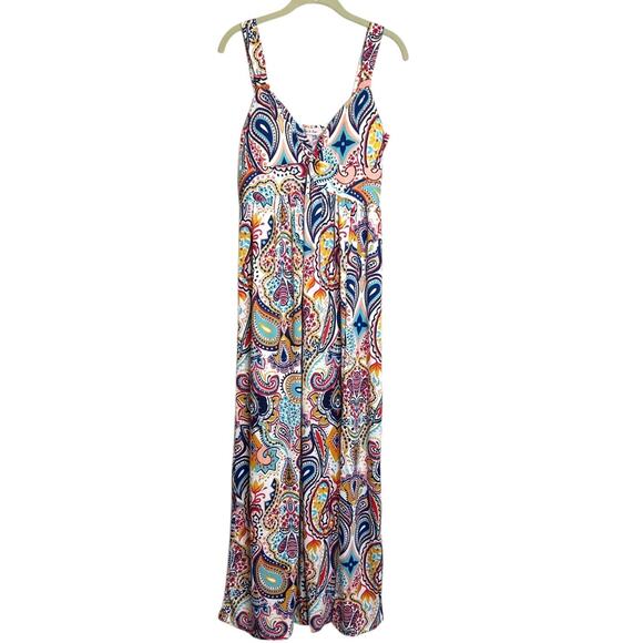 Harlow & Rose Dresses & Skirts - Harlow & Rose Womens Maxi Dress Large Multicolor Paisley Molded Cups Sleeveless